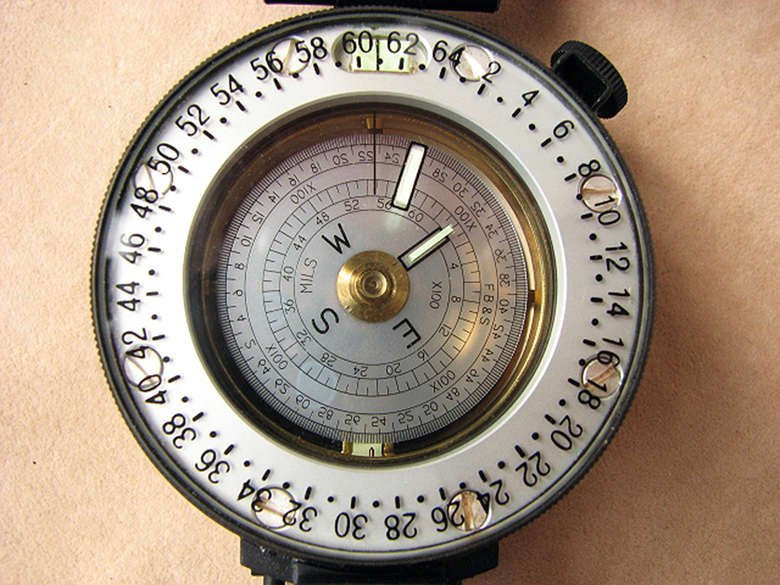 Francis Barker M-73 prismatic compass mils version with canvas pouch